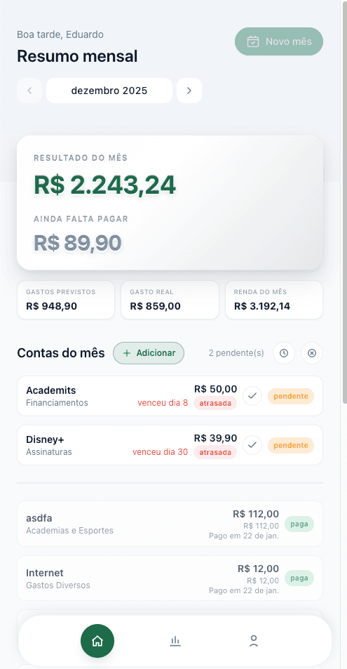 App Preview - Controle de Gastos
